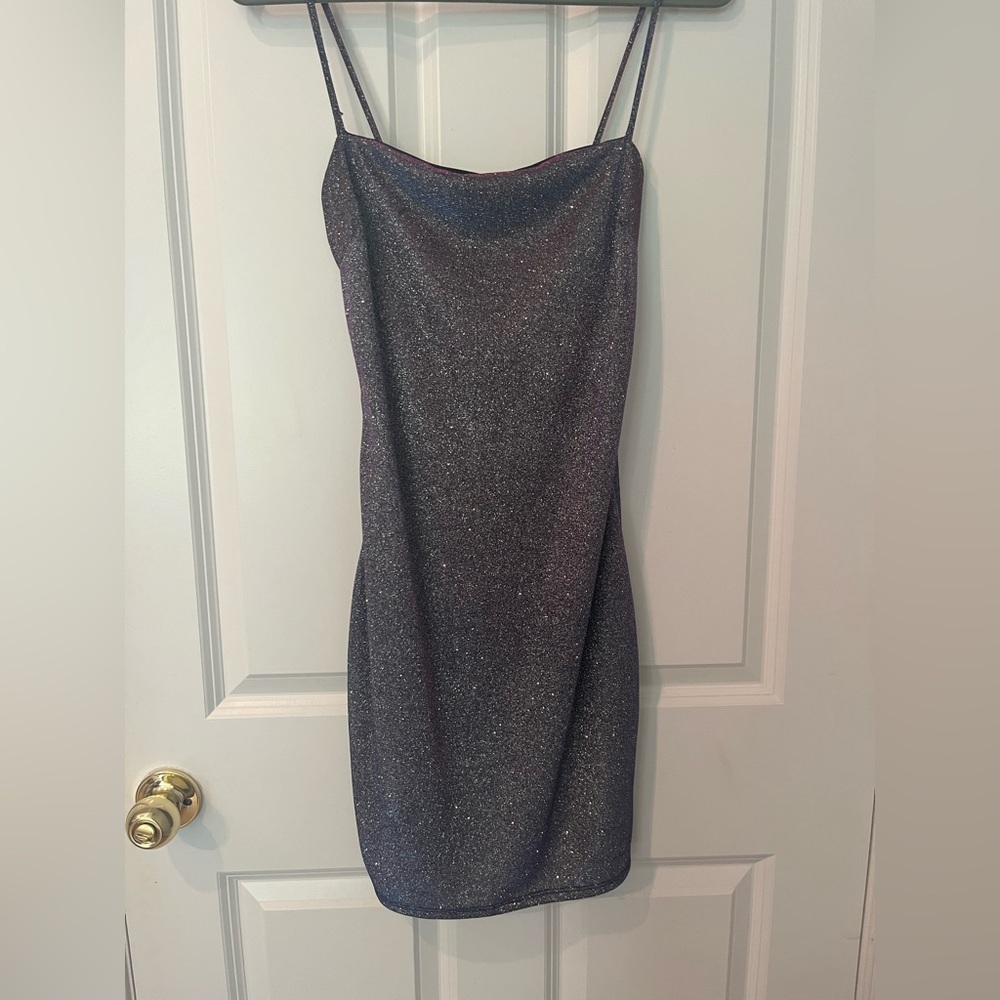 Purple Mini Sparkly dress. Great for Cocktail and Semi Formal dress.